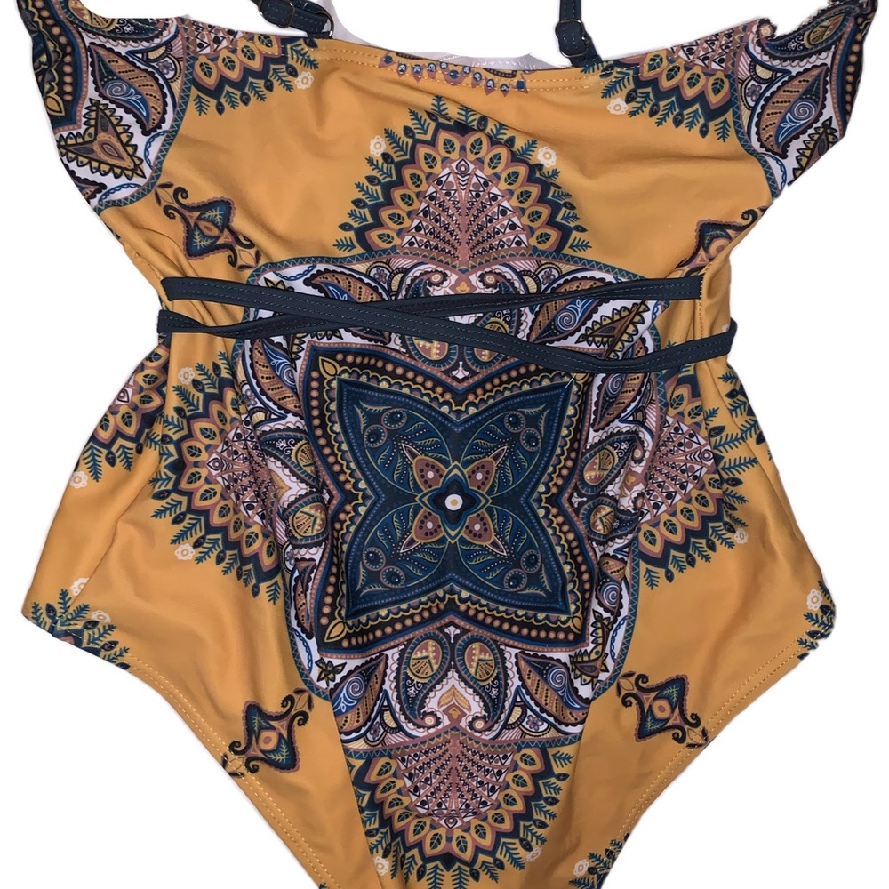 Tribal Random Print One Piece Swimsuit.